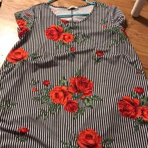 Stripe, stretchy rose dress